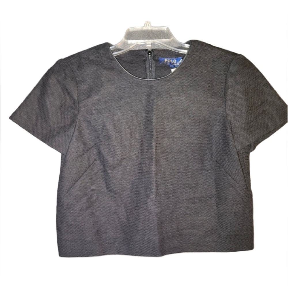 NWT Polo Ralph Lauren Black Short Sleeve Crop Top Size 6